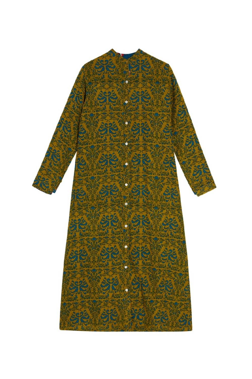 Lisa Corti Caftano Lungo Aperto Tangeri Damask Olive Green