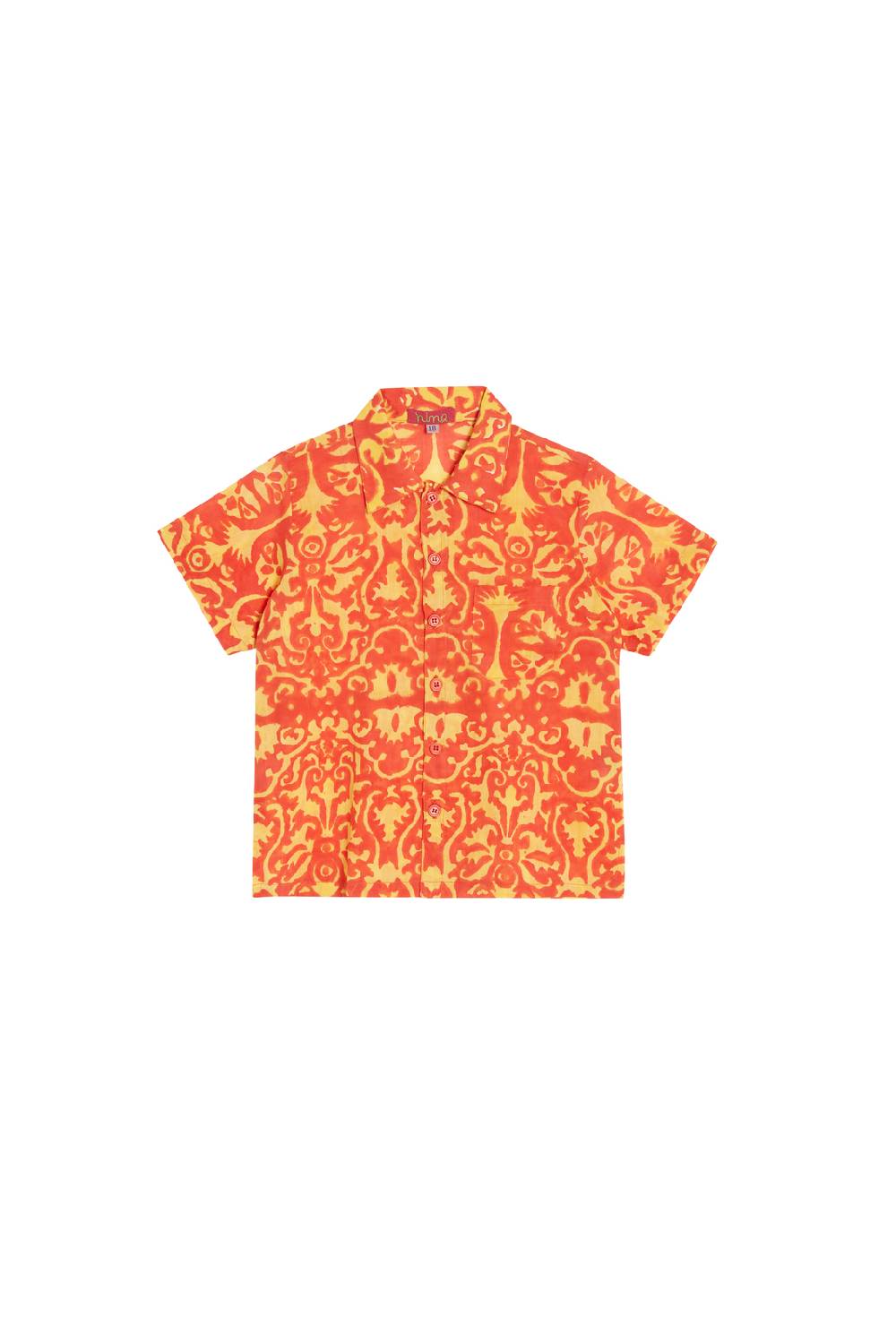 Lisa Corti camicia baby pietro damask design yellow red