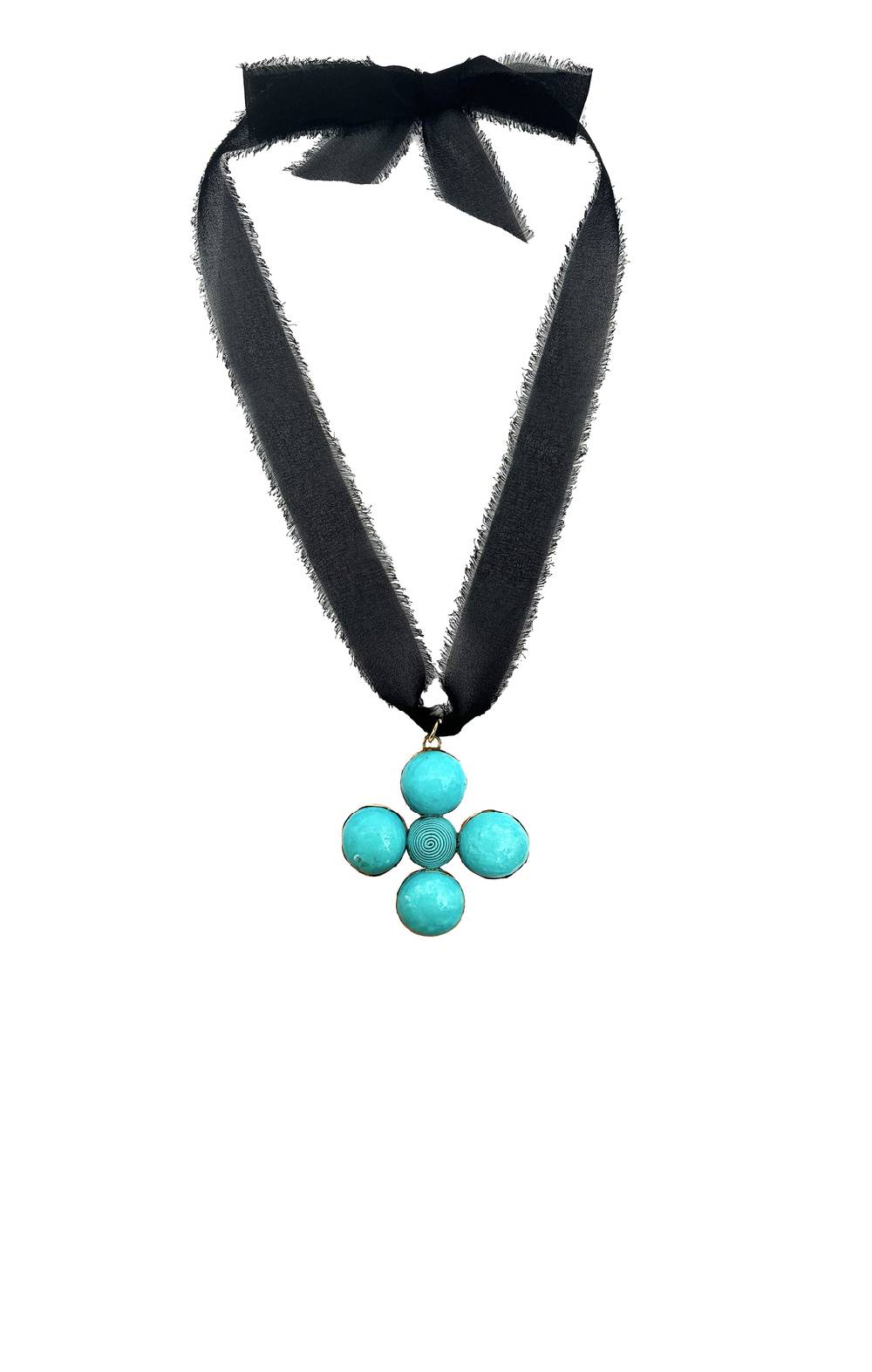 Lisa Corti collana con croce di perle blu rebecca de ravenel x lisa corti