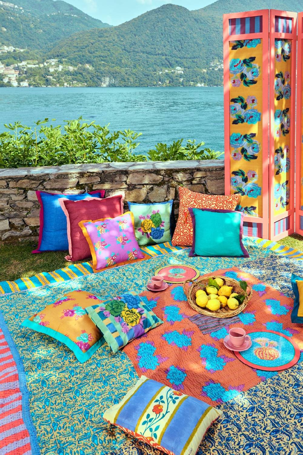 Lisa Corti Copriletto Reversibile Gudri 220x250cm Abhanery Peony Orange