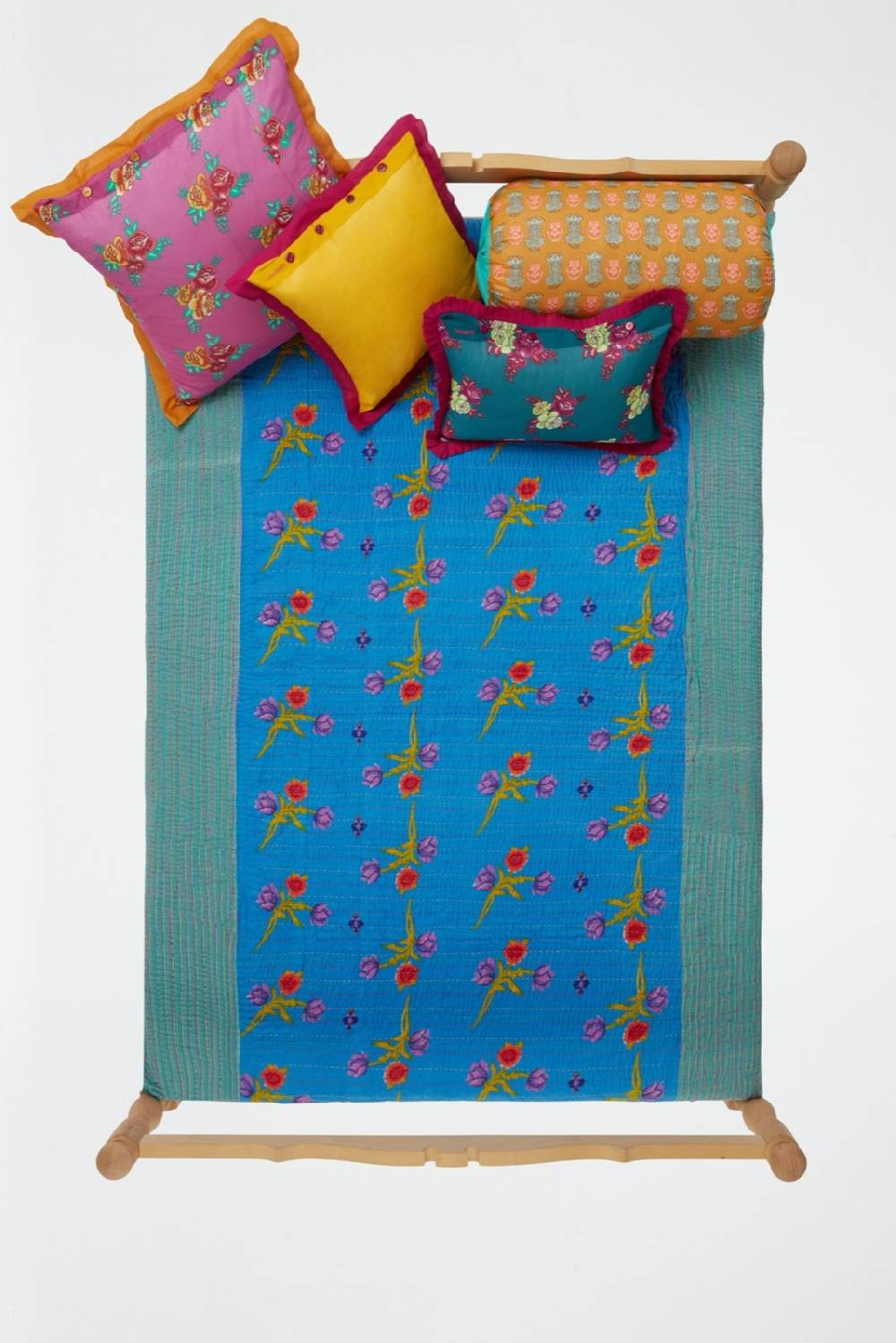 Lisa Corti Copriletto Reversibile Gudri 220x250cm Kauai Peony Olive Green