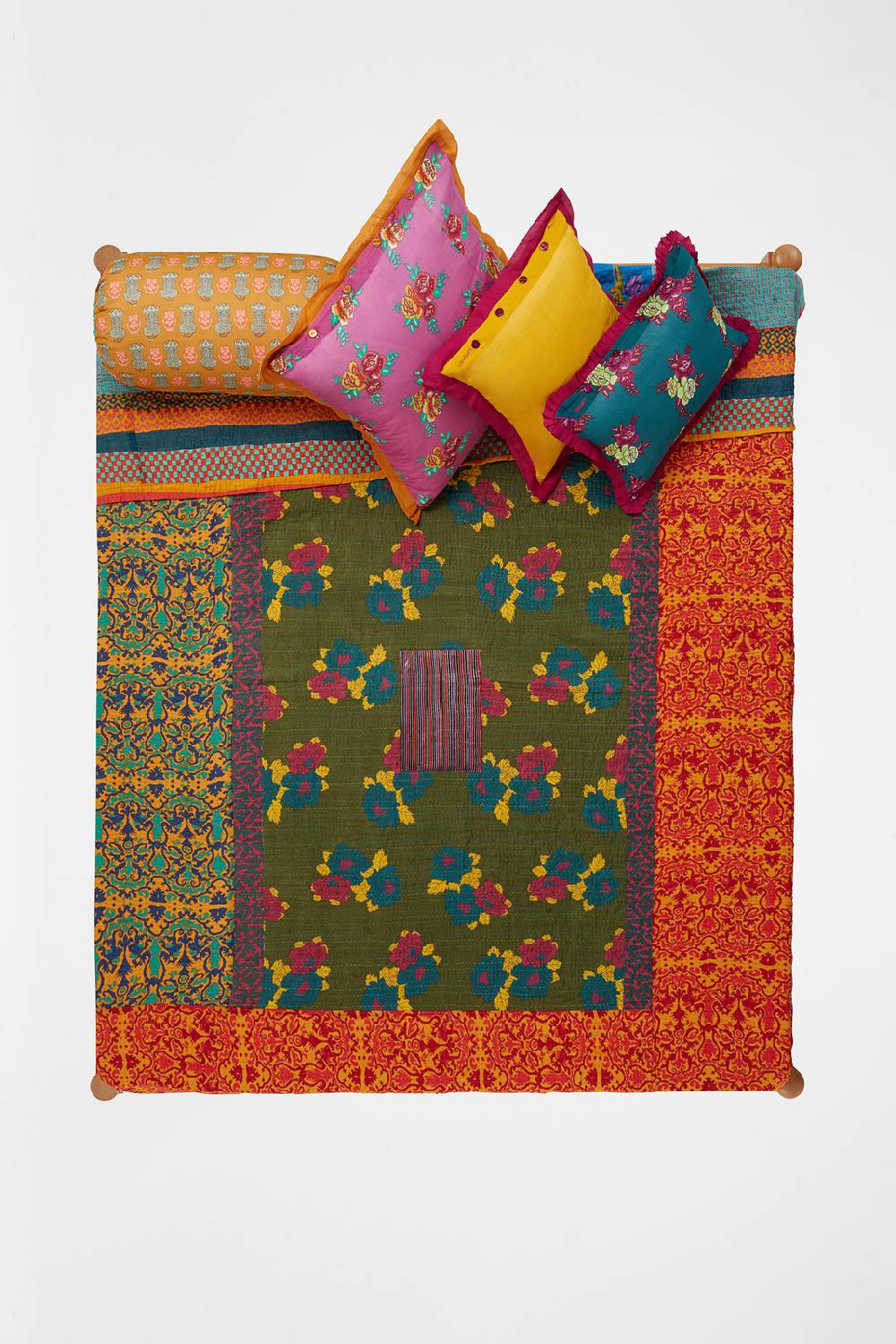 Lisa Corti Copriletto Reversibile Gudri 250x270cm Kauai Peony Olive Green