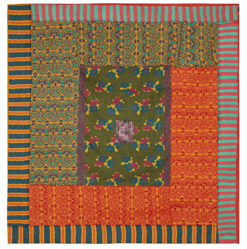 Lisa Corti copriletto reversibile gudri 250x270cm kauai peony olive green