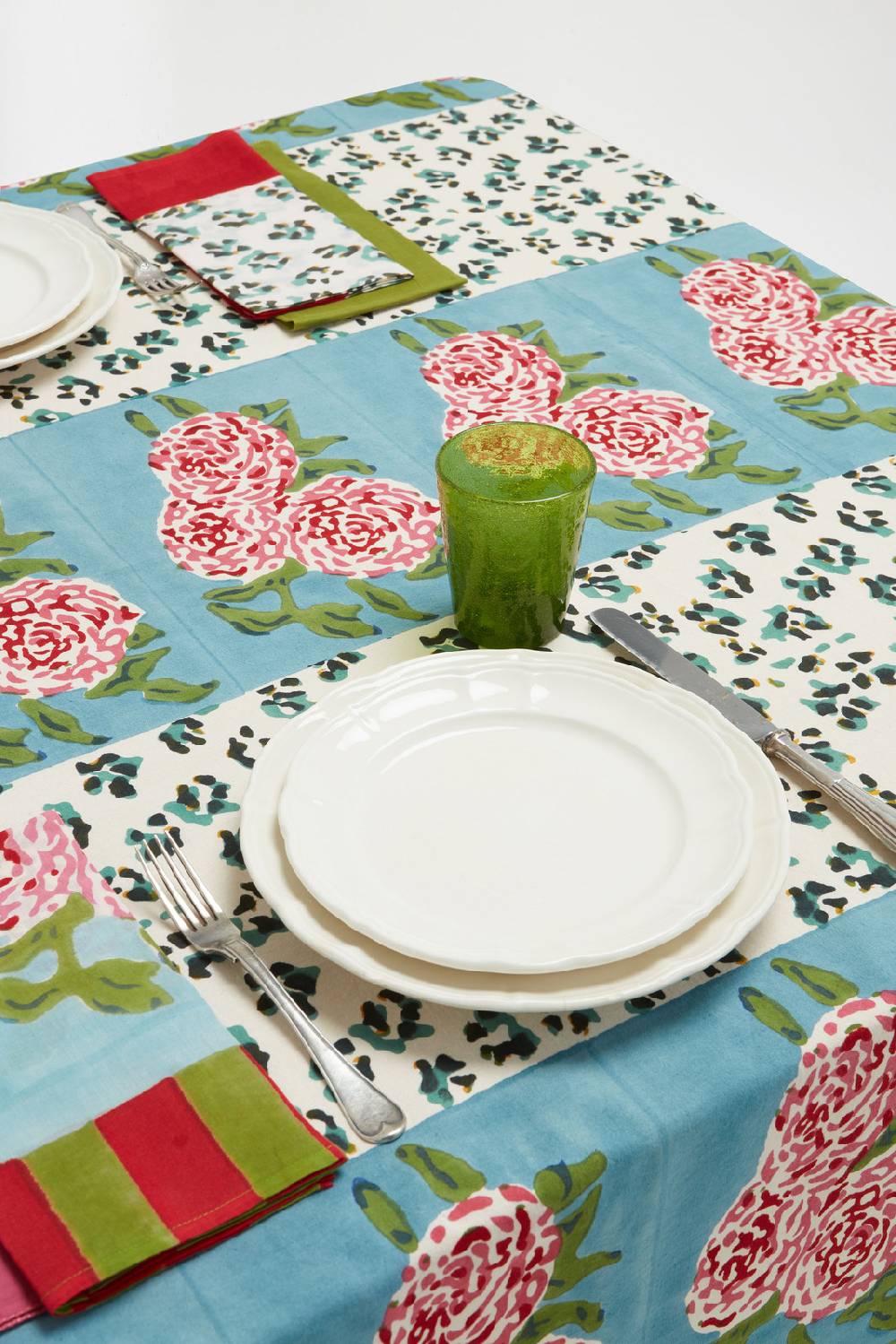 Lisa Corti Cotton Cloth 180x350cm Leopard Stripes Sky