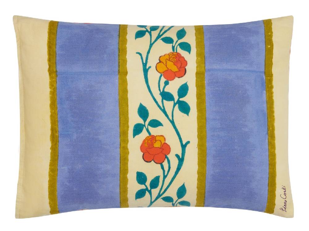 Lisa Corti cuscino cotone 30x40cm varanasi stripes pervinch