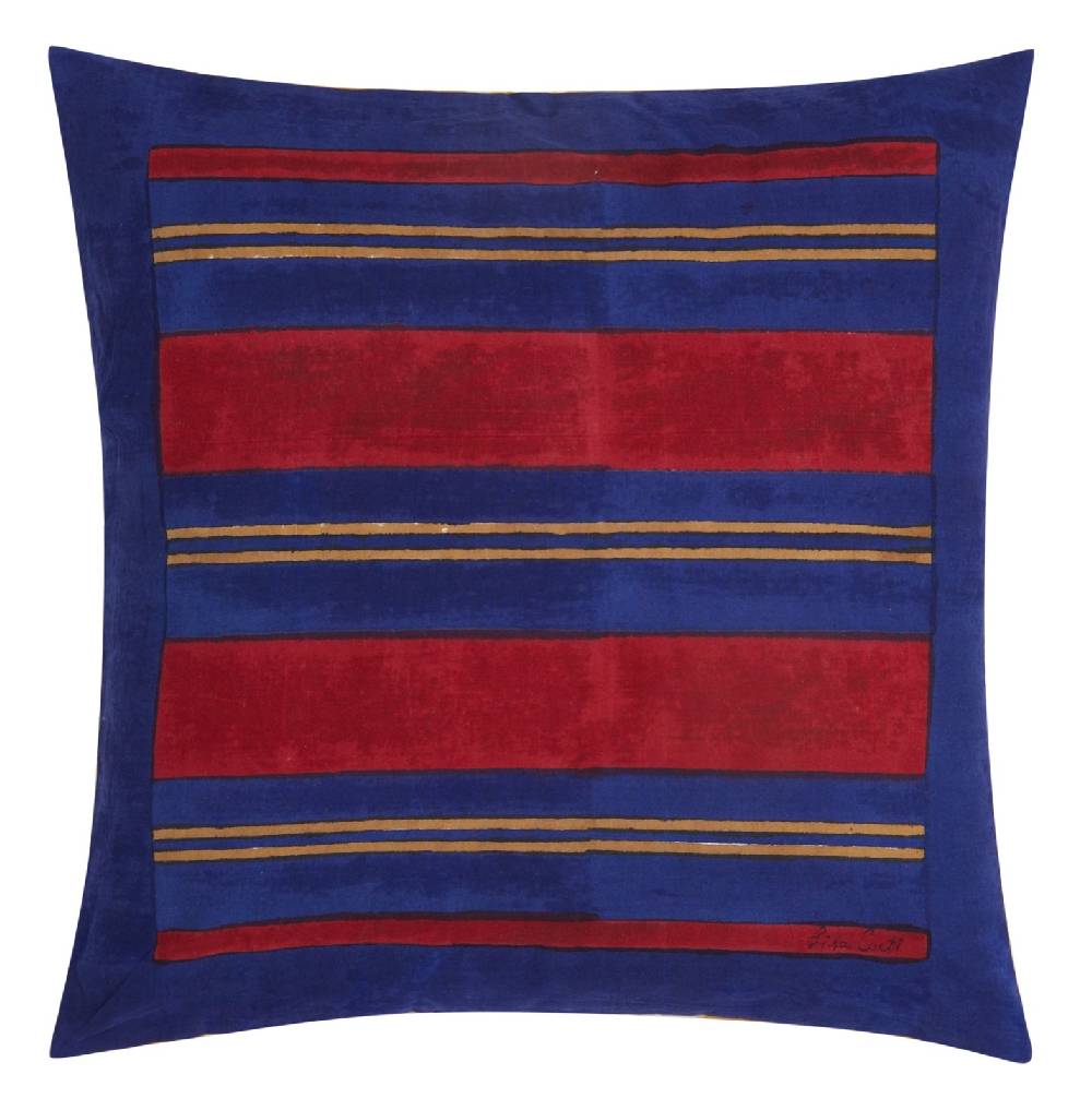 Lisa Corti federa cotone 45x45cm damask stripes blue natural