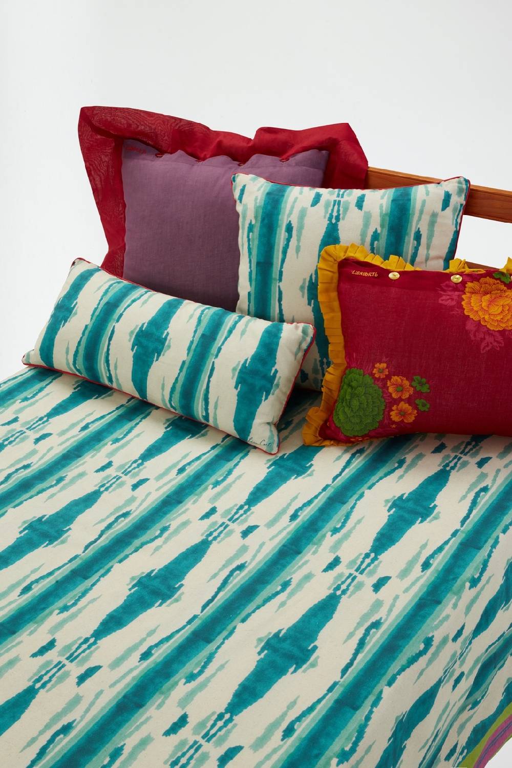 Lisa Corti Federa Cotone 45x45cm Flame Design Peacock Veronese