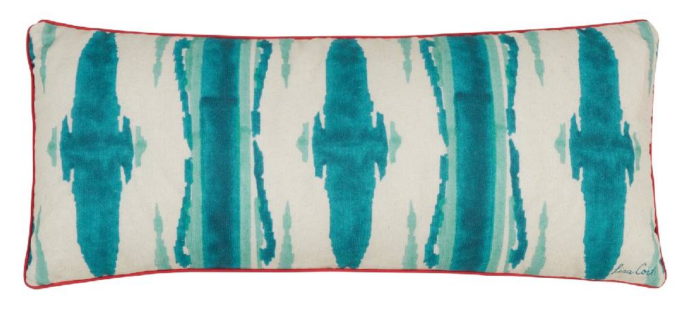 Lisa Corti federa cotone 60x25cm flame design peacock veronese