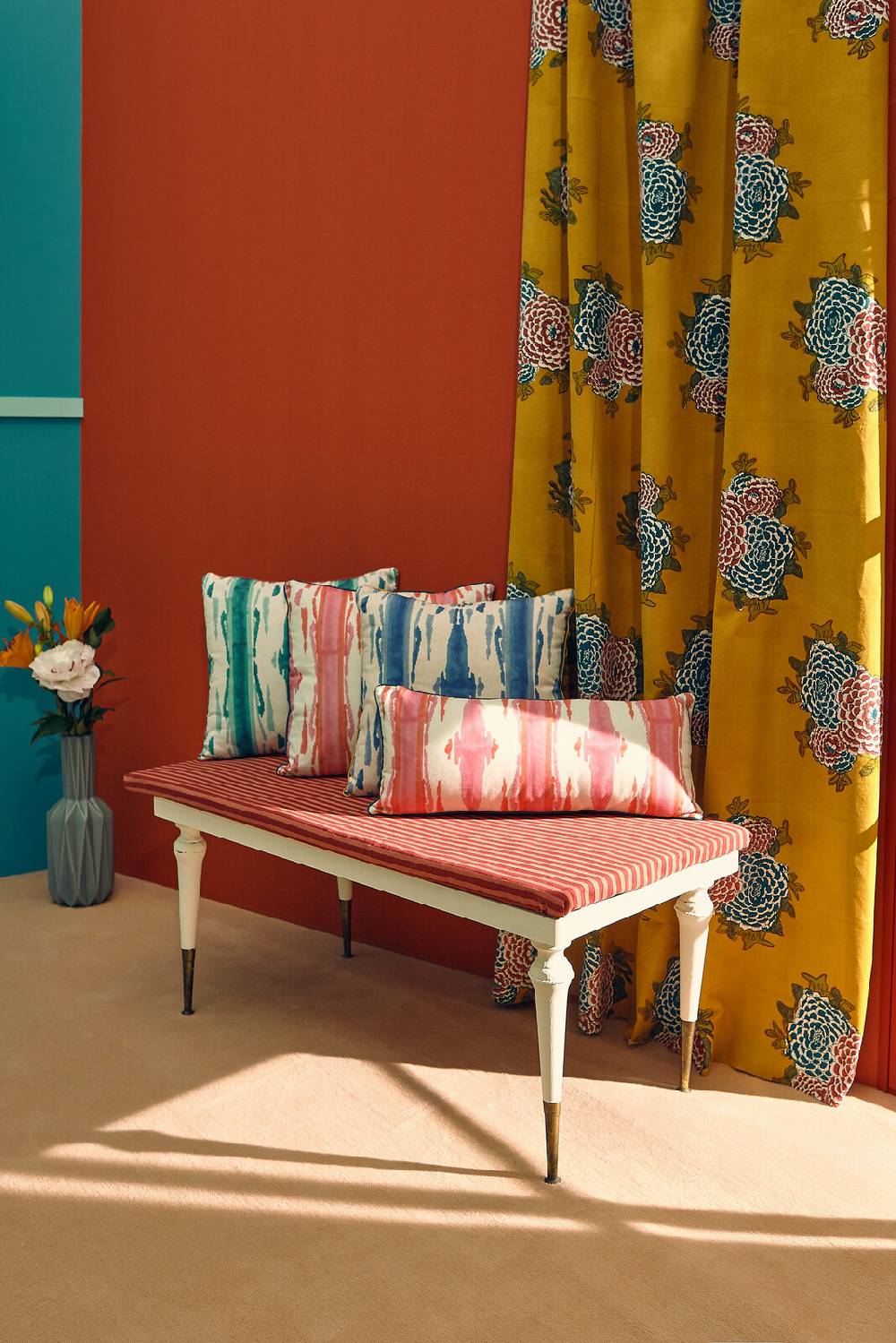 Lisa Corti Federa Cotone 60x25cm Flame Design Pink Laquered Red