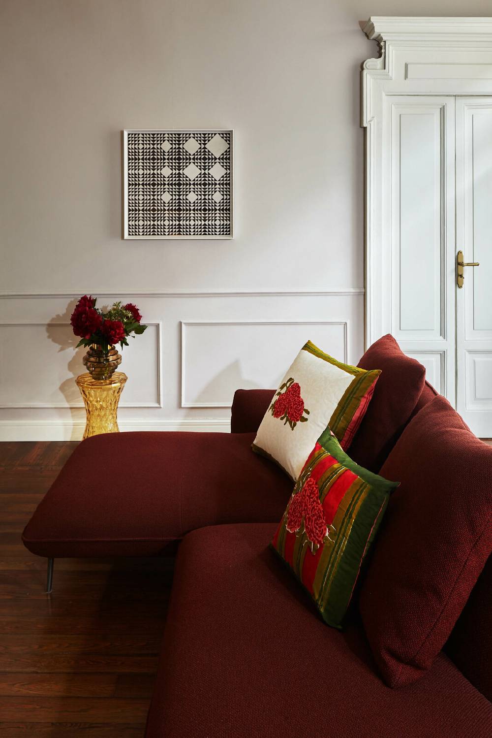 Lisa Corti Federa Cotone 60x60cm Leopard Bouquet Red