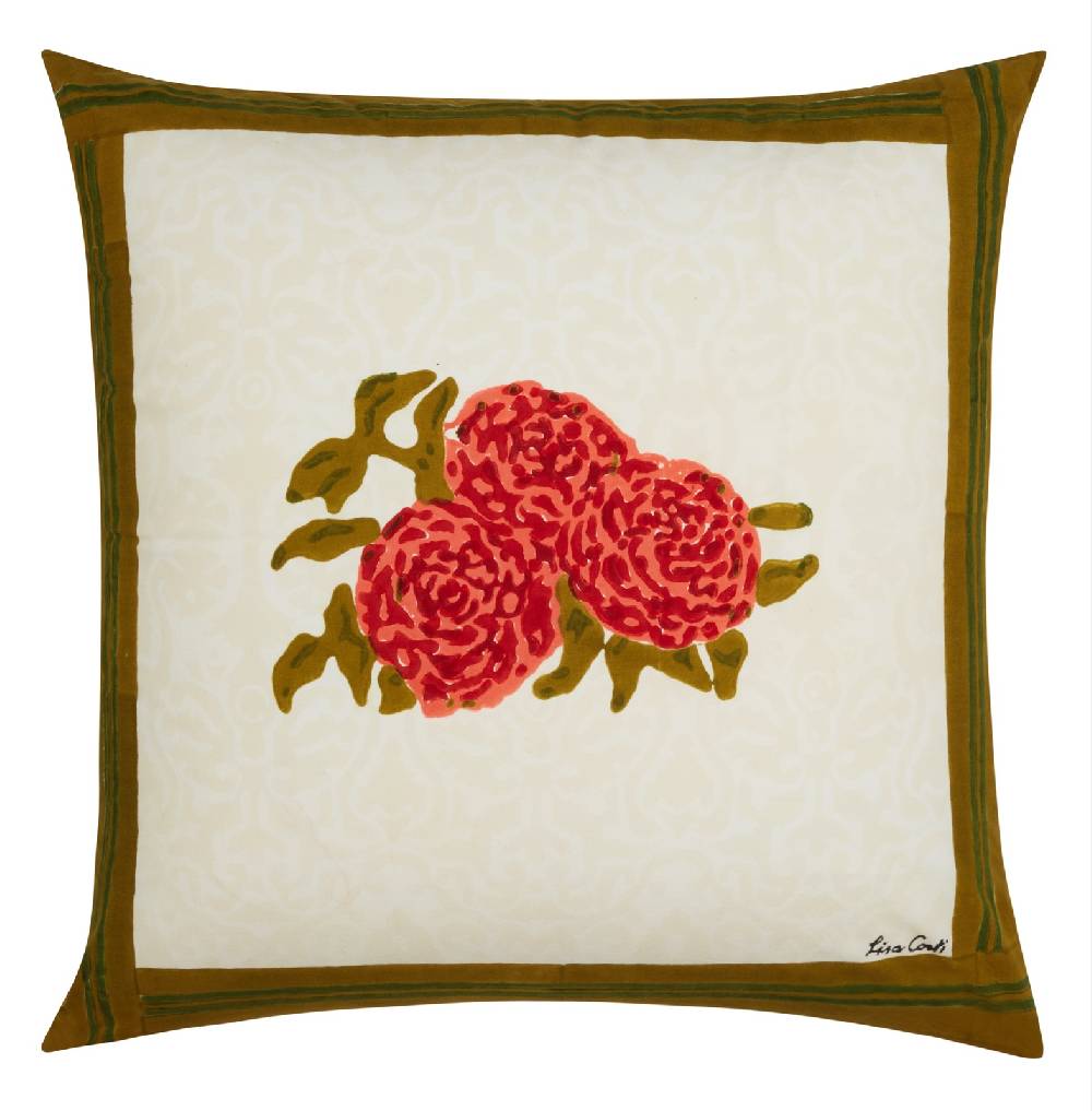 Lisa Corti federa cotone 60x60cm leopard bouquet red