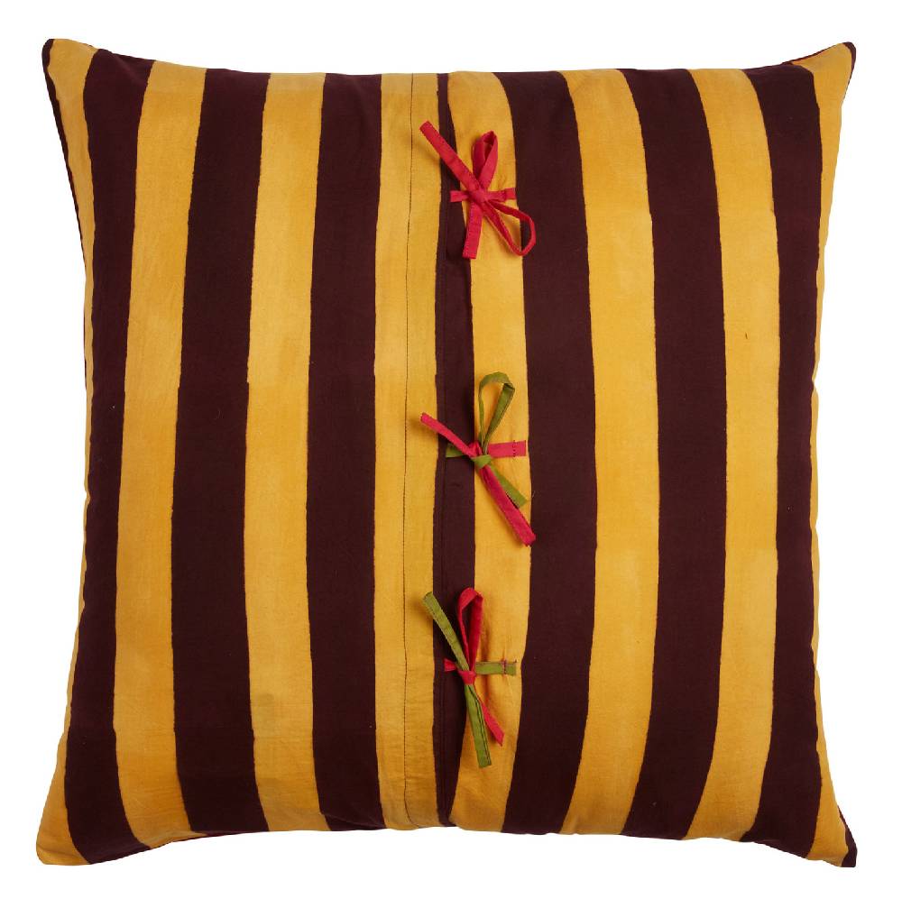 Lisa Corti Federa Cotone 60x60cm Nizam Stripes Mustard Maroon