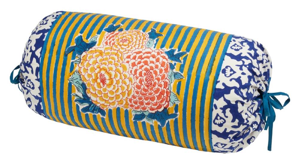 Lisa Corti Federa Cotone Rullo Paloma Arabesque Corolla Blue Natural