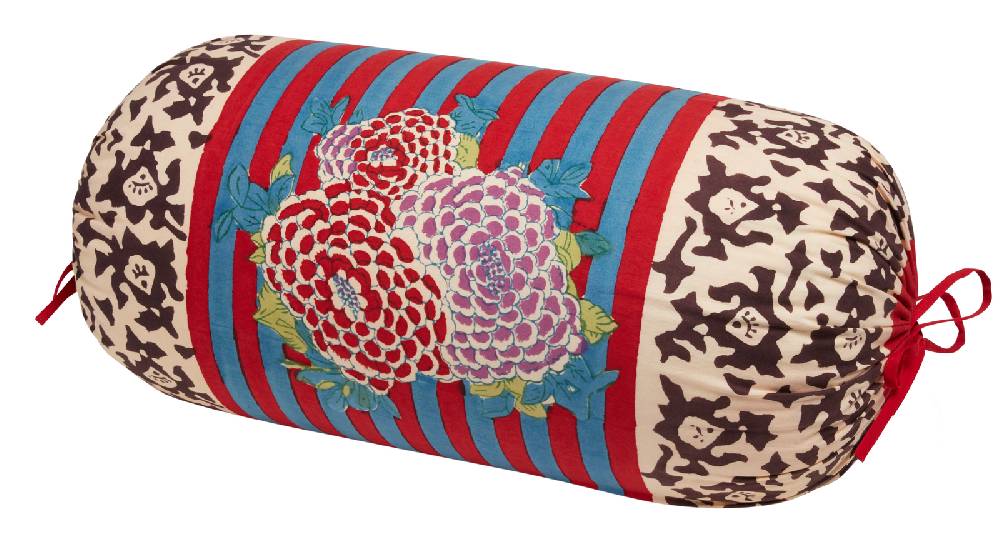 Lisa Corti federa cotone rullo paloma arabesque corolla natural coffee