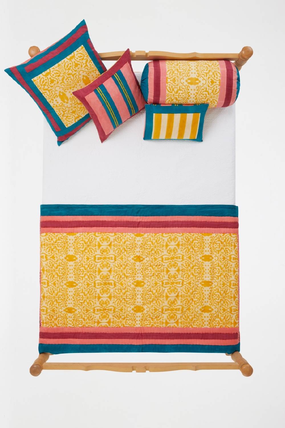 Lisa Corti Federa Cotone Rullo Paloma Damask Design Gold