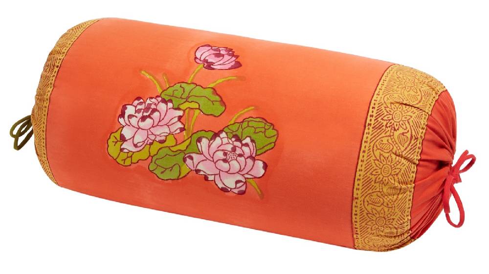 Lisa Corti federa cotone rullo paloma tea flower red orange