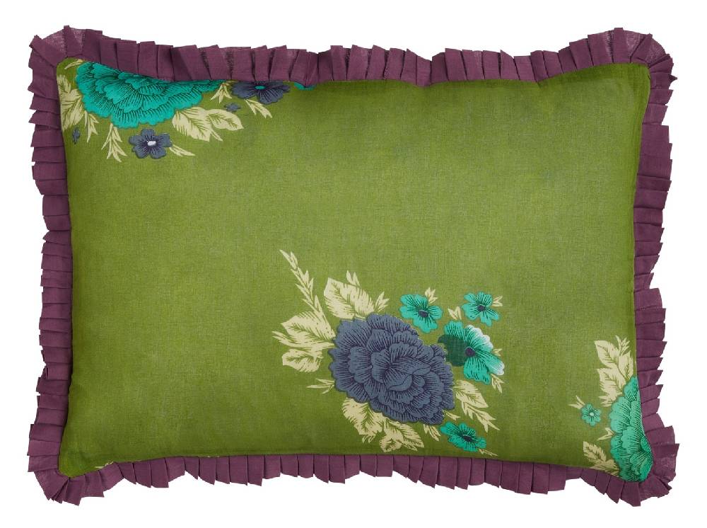 Lisa Corti federa organza 35x50cm big dahlia acid green