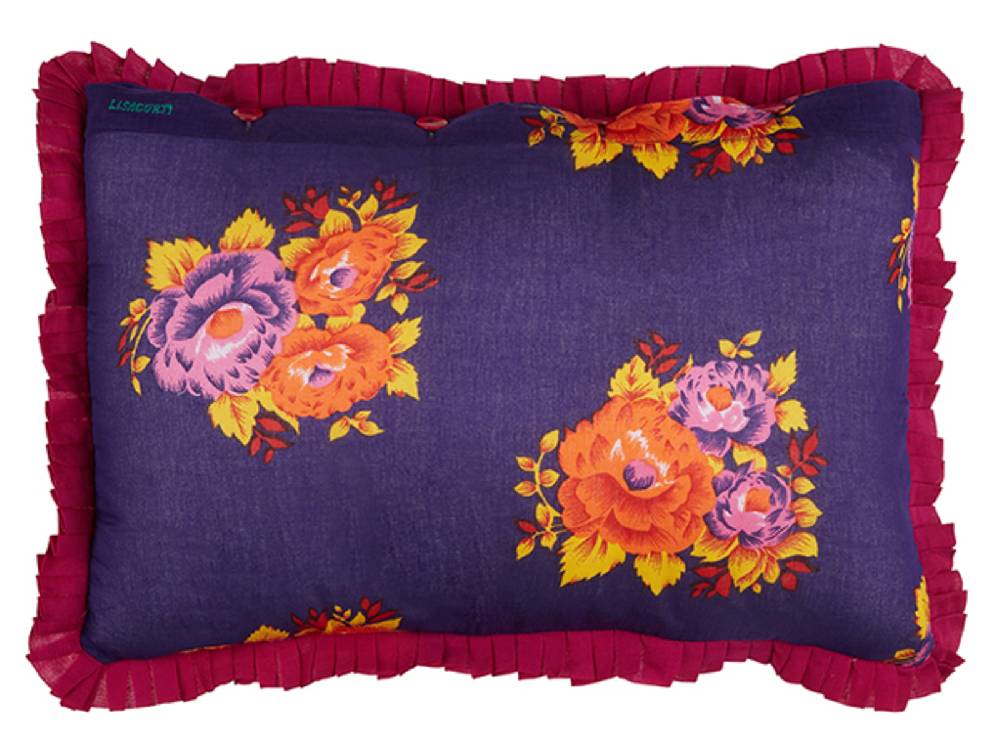 Lisa Corti federa organza 35x50cm tiger flower dark blue