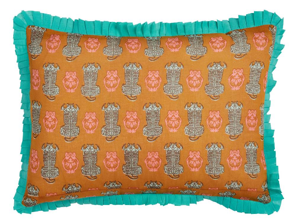 Lisa Corti Federa Organza 35x50cm Tiger Motive Mustard