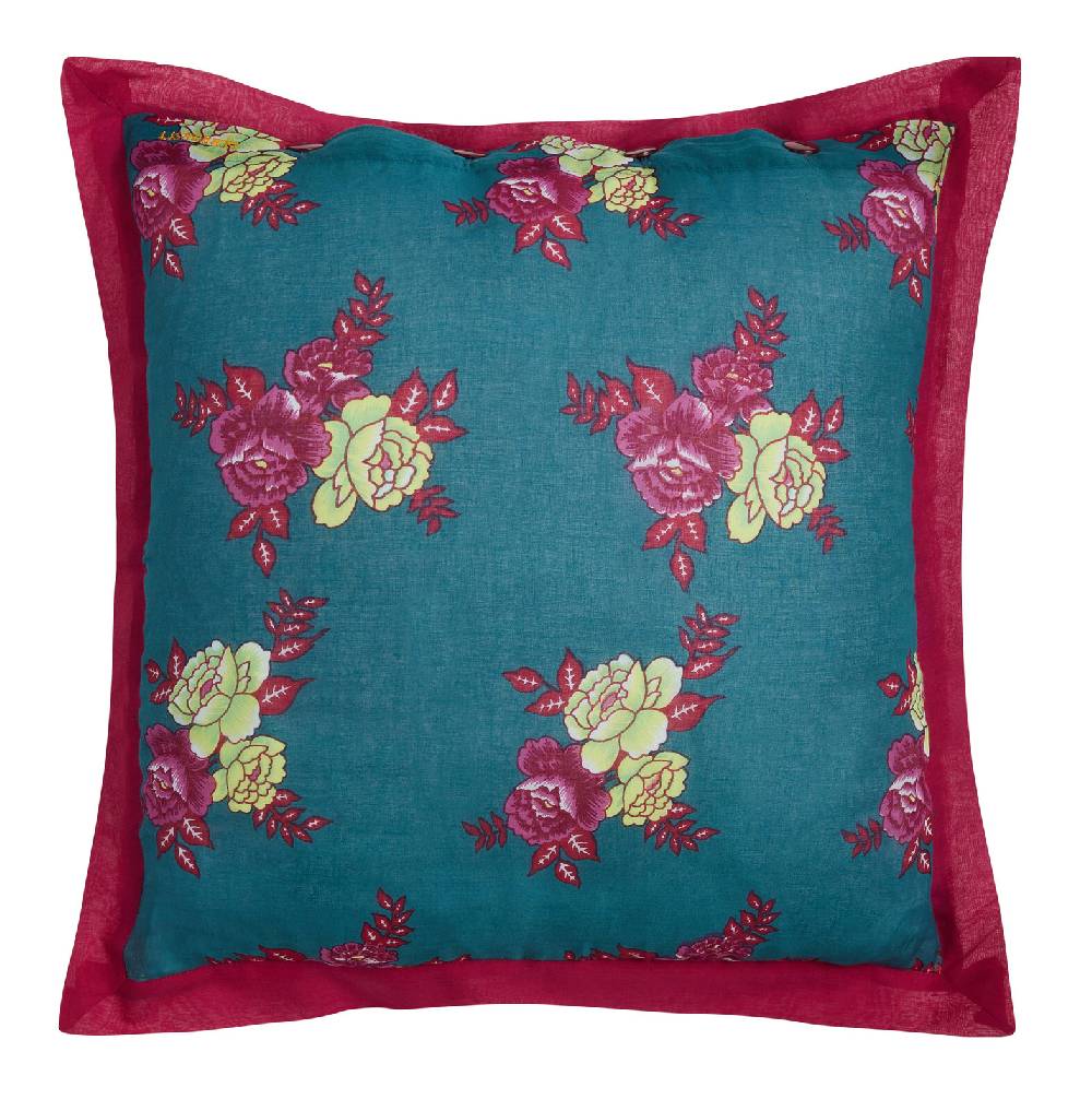 Lisa Corti federa organza 45x45cm gulab flower peacock