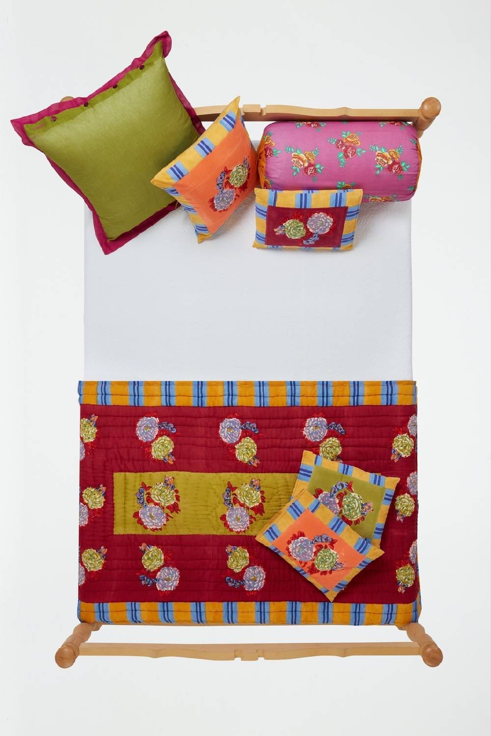 Lisa Corti Federa Organza 45x45cm Leaves Green Purple