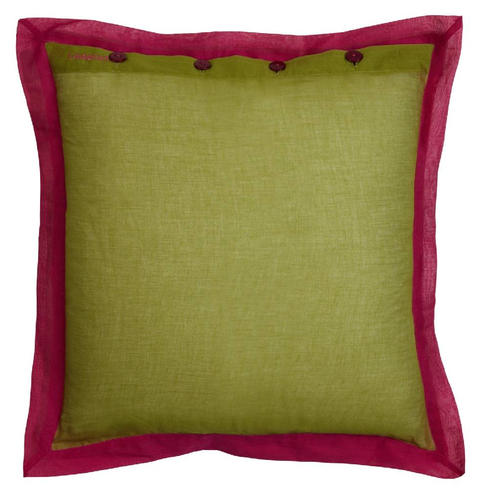 Lisa Corti federa organza 45x45cm leaves green purple