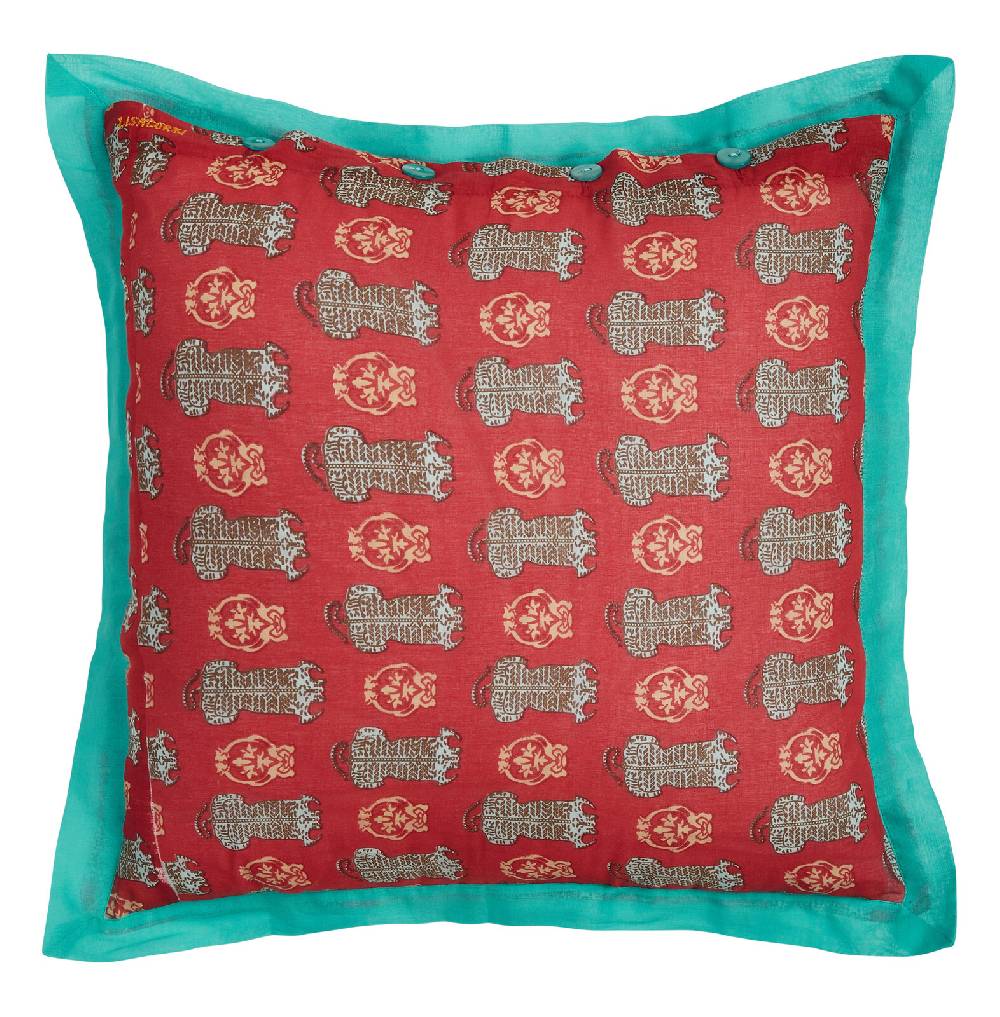 Lisa Corti federa organza 45x45cm tiger motive maroon