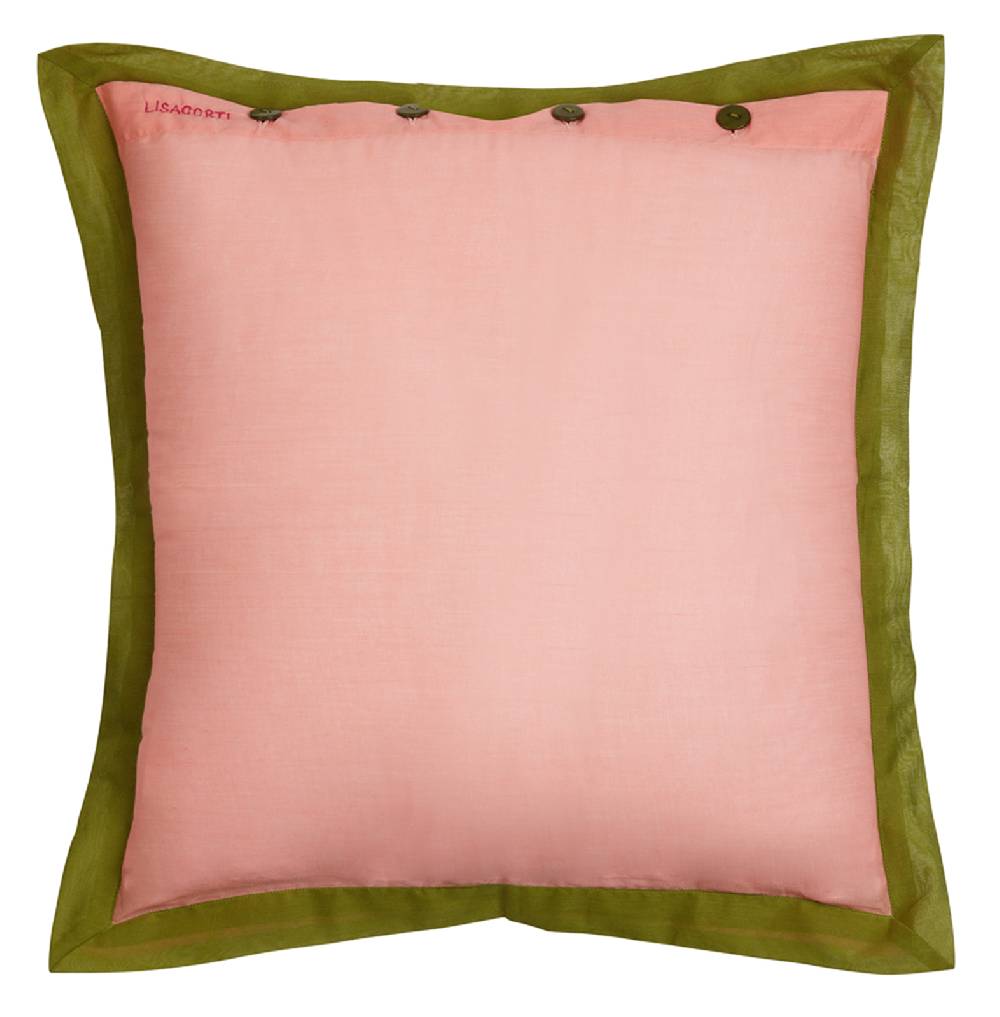 Lisa Corti federa organza 60x60cm peach leaves green