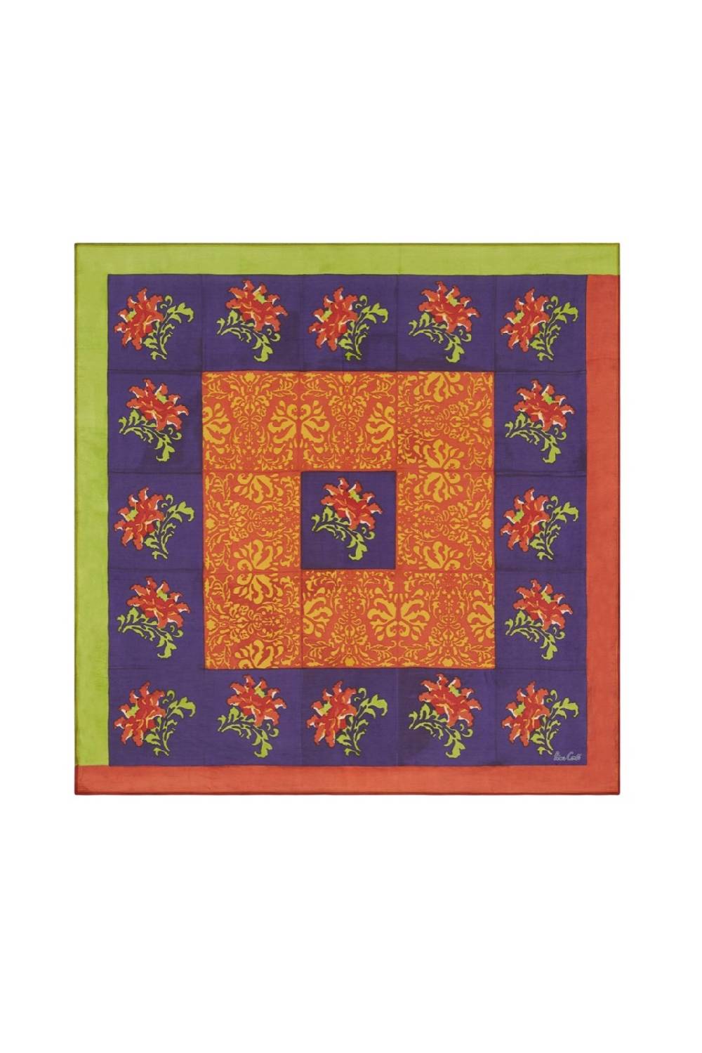 Lisa Corti Foulard Seta 100x100cm Tangeri Flower Purple