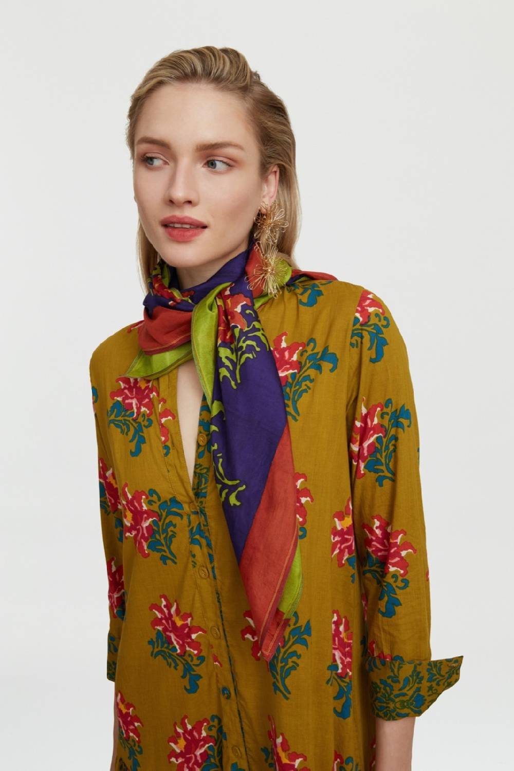 Lisa Corti Foulard Seta 100x100cm Tangeri Flower Purple