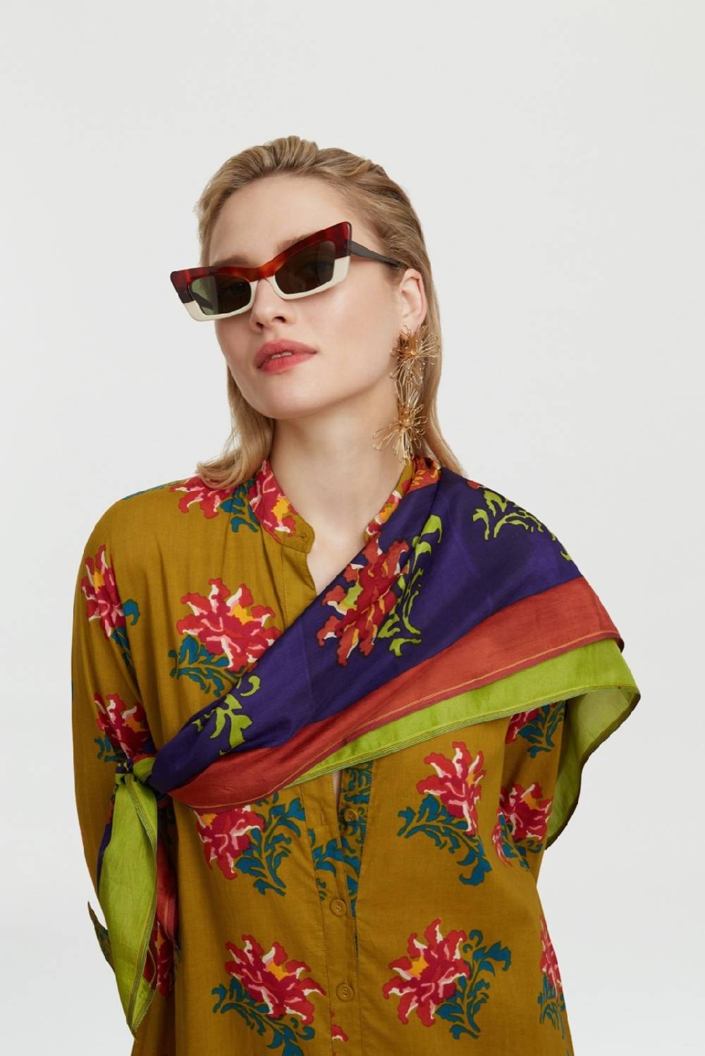 Lisa Corti foulard seta 100x100cm tangeri flower purple