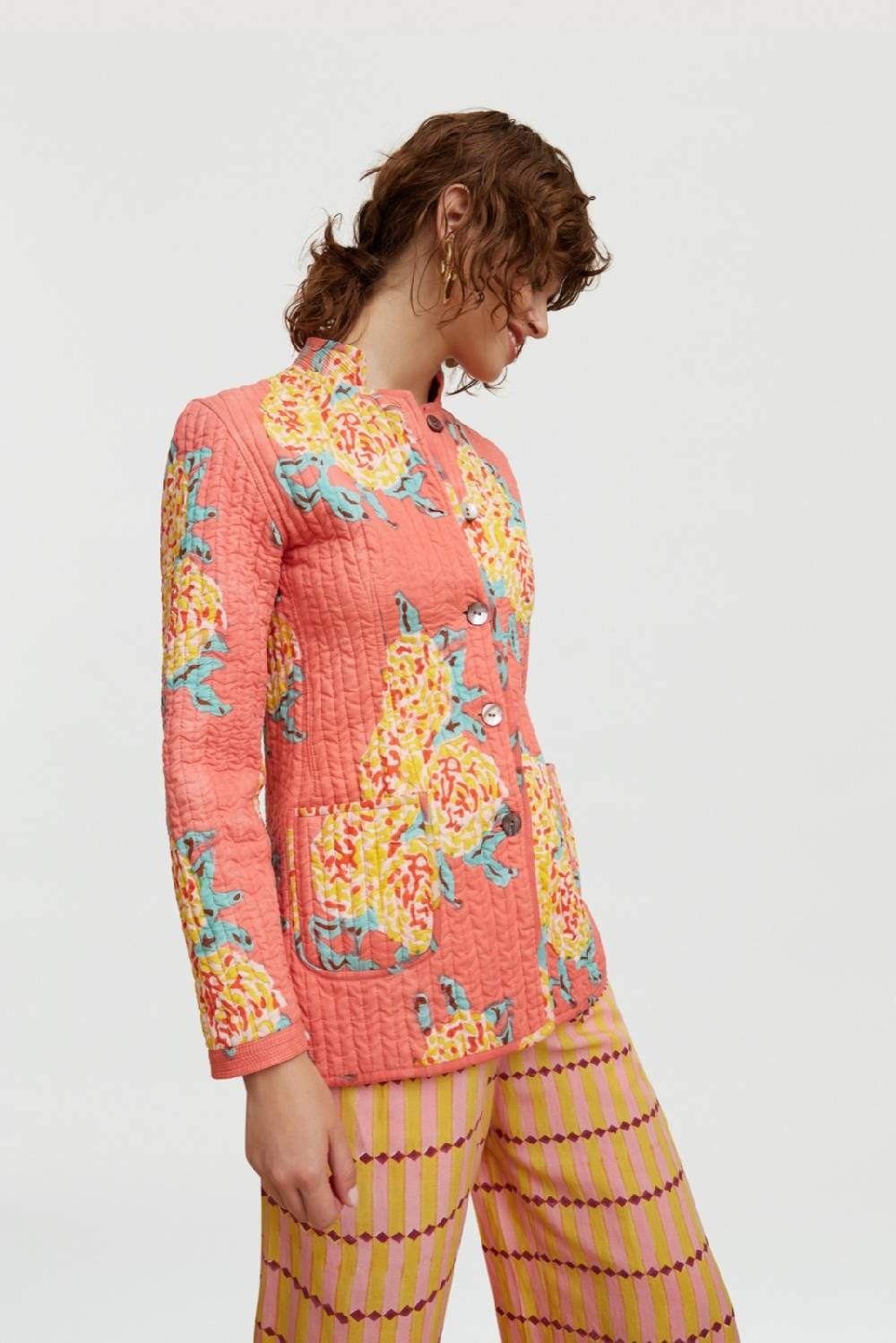 Lisa Corti Giacca Reversibile Jhodpuri Leopard Flower Old Pink