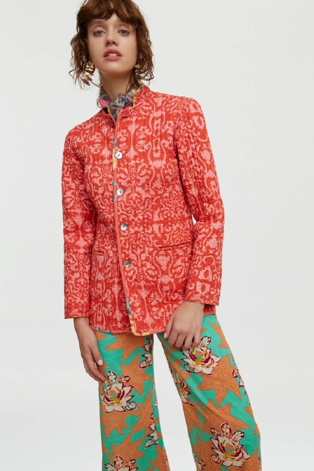 Lisa Corti Giacca Reversibile Jhodpuri Leopard Flower Old Pink