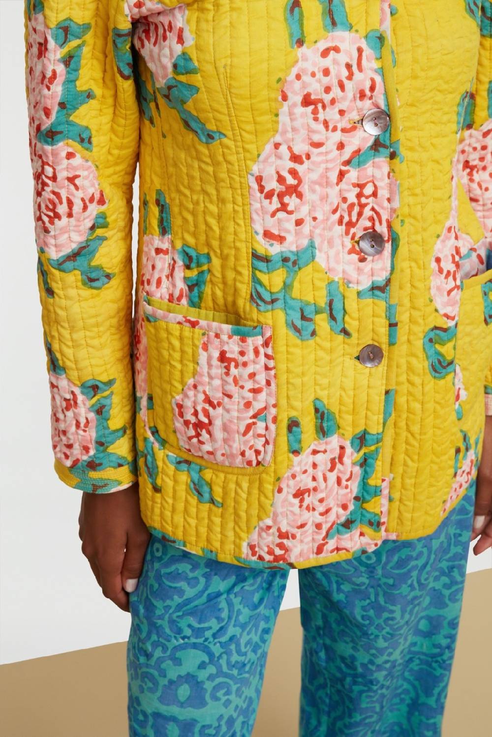 Lisa Corti Giacca Reversibile Jhodpuri Leopard Flower Yellow