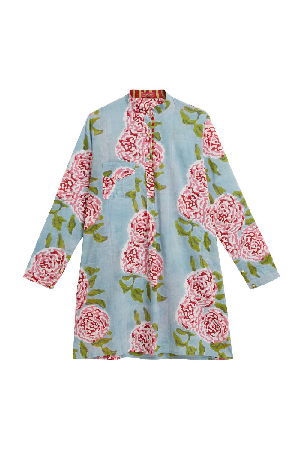 Lisa Corti Kurta Corta Leopard Flower Sky Light Blue