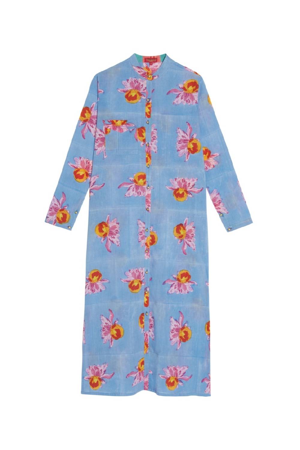 Lisa Corti Kurta Lunga Aperta Arabesque Flower Light Blue