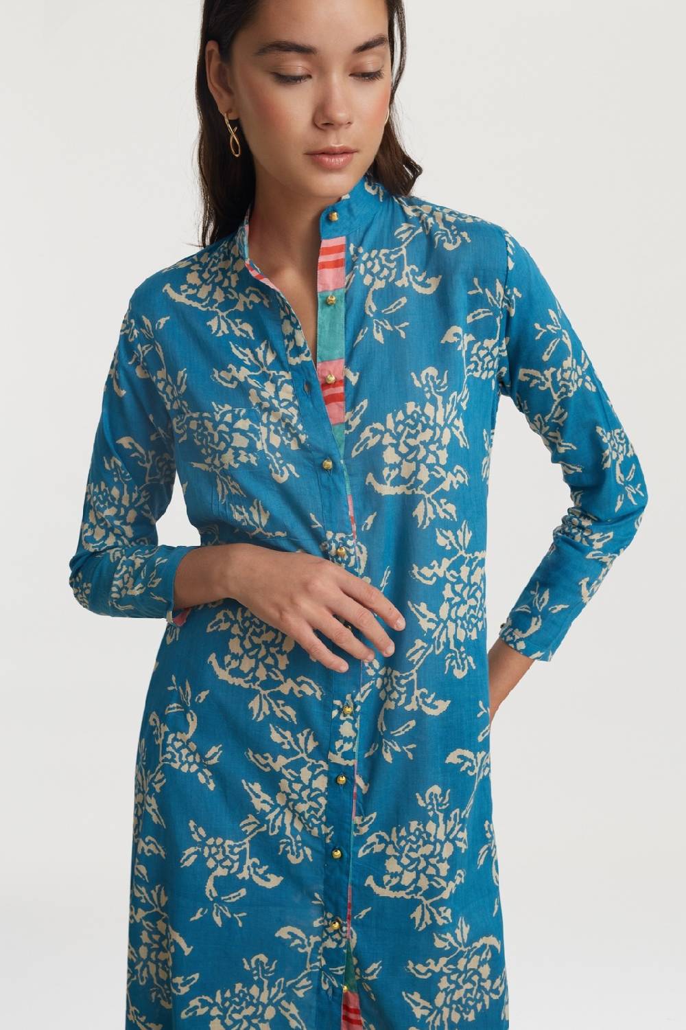 Lisa Corti Kurta Lunga Aperta Kandem Design Turquoise