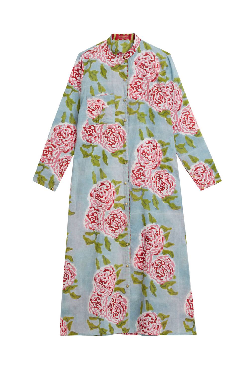 Lisa Corti Kurta Lunga Aperta Leopard Flower Sky Light Blue