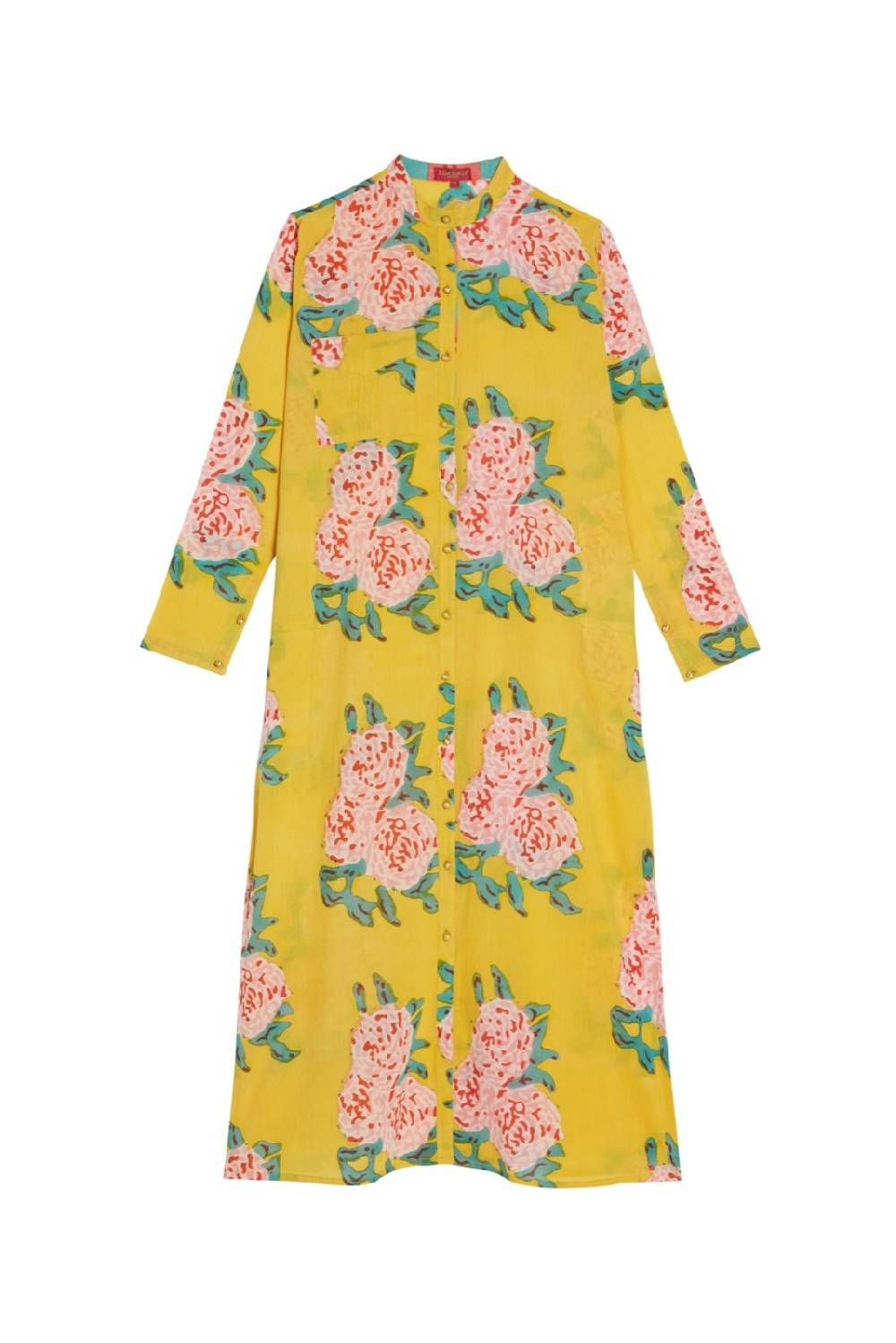 Lisa Corti Kurta Lunga Aperta Leopard Flower Yellow