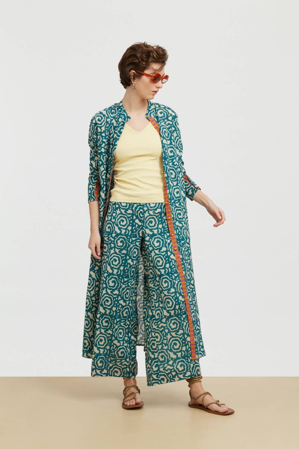 Lisa Corti kurta lunga aperta spiral peacock natural