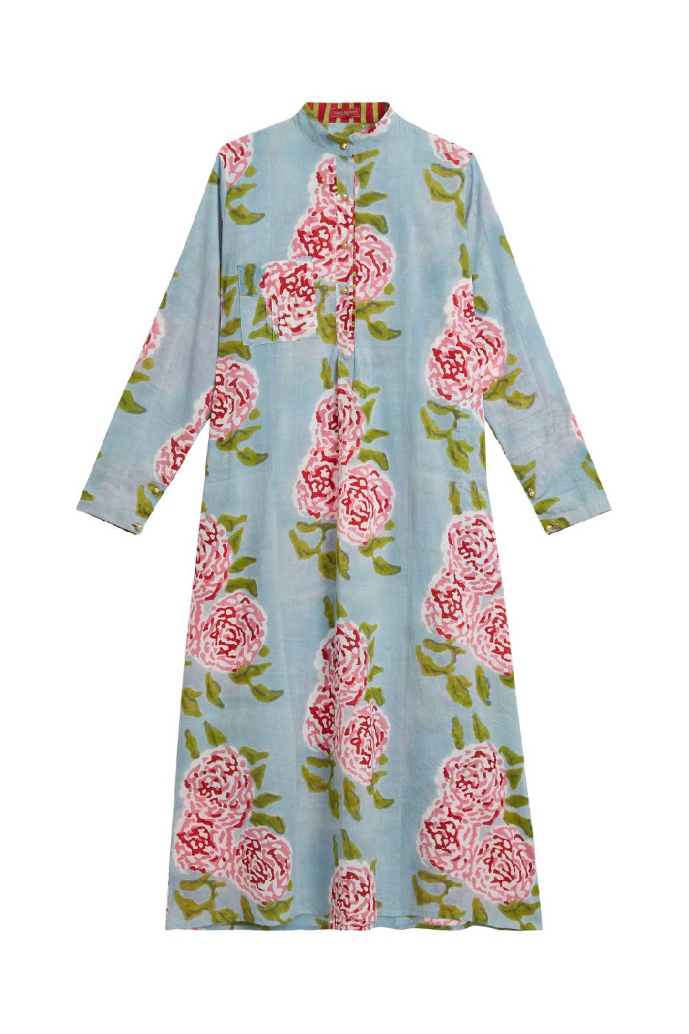 Lisa Corti Kurta Lunga Leopard Flower Sky Light Blue