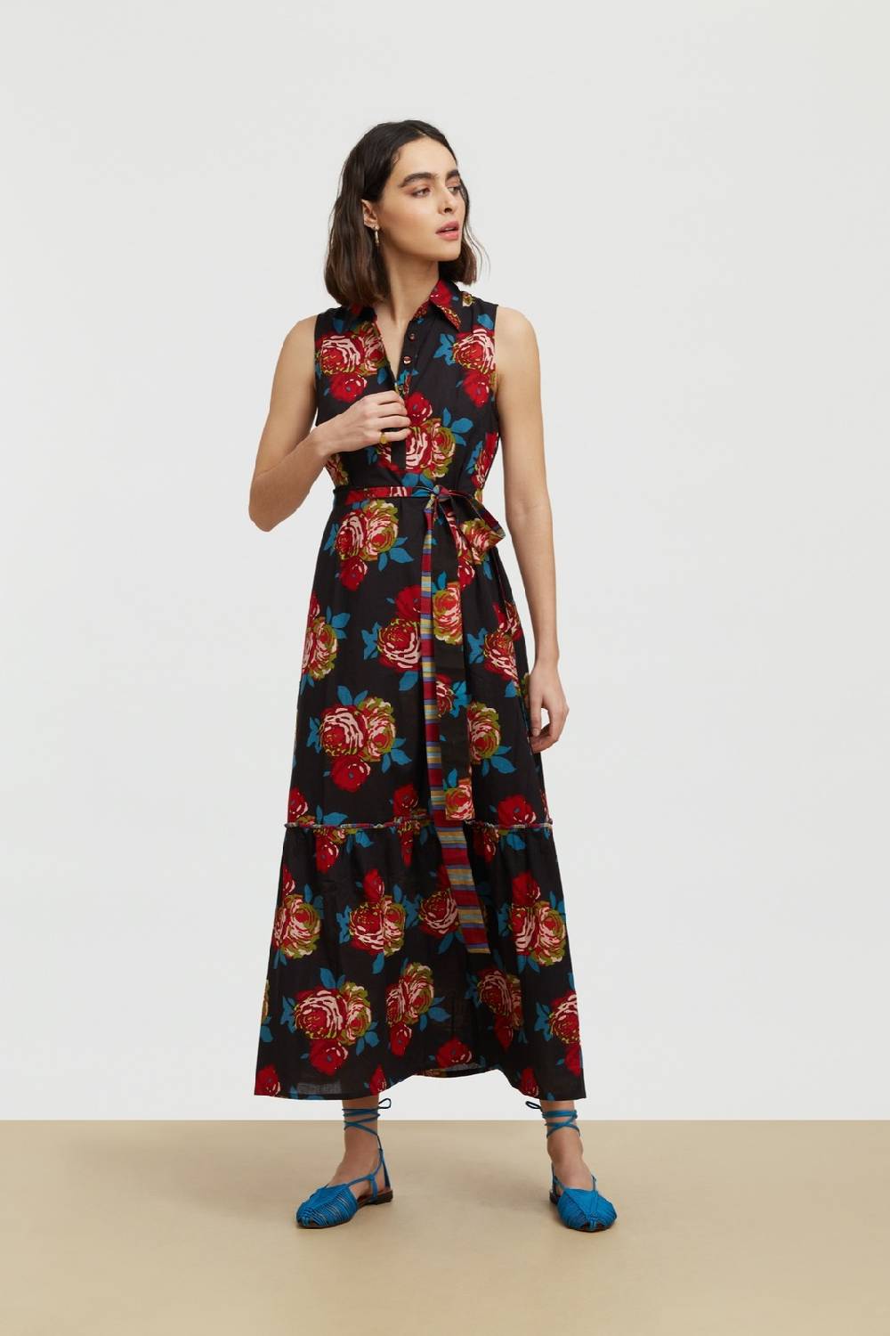 Lisa Corti Abito Asagao Bold Rose Black