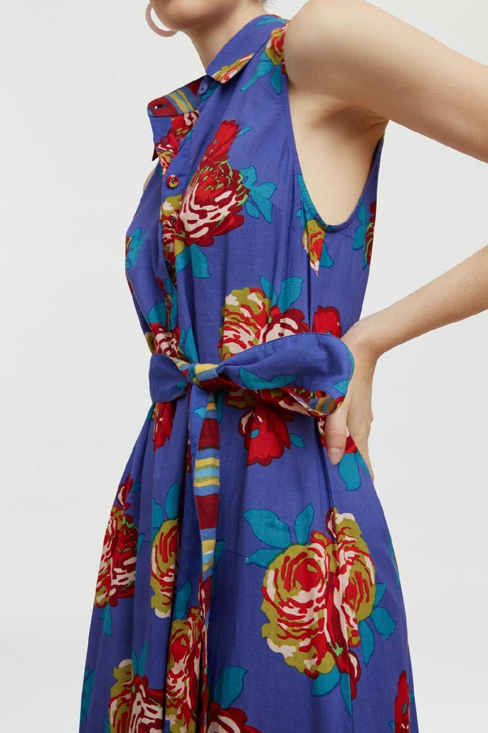 Lisa Corti Abito Asagao Bold Rose Cobalt