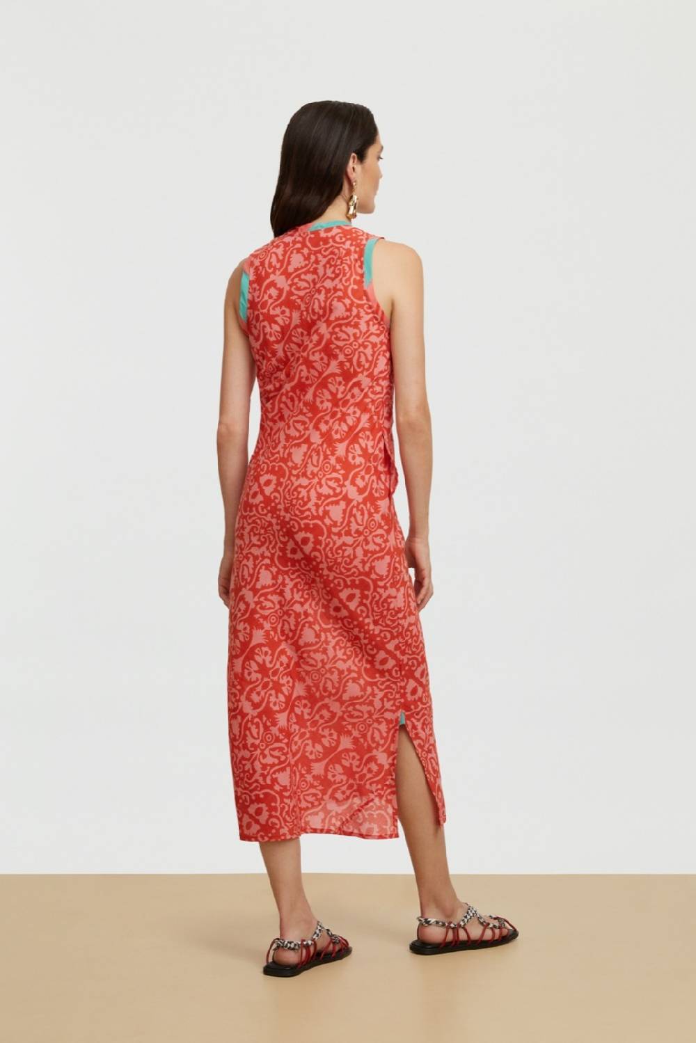 Lisa Corti Abito Cheack Damask Design Red