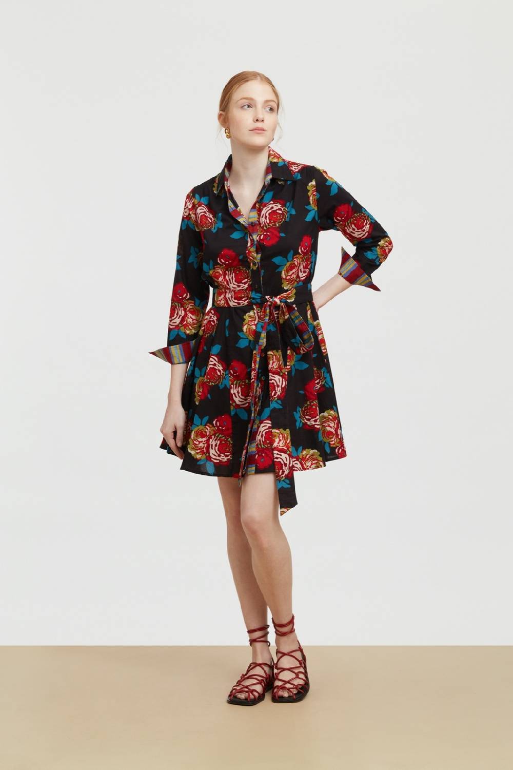 Lisa Corti abito datura bold rose black