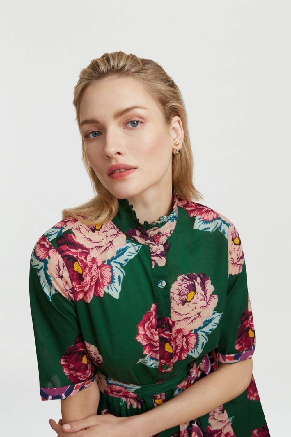 Lisa Corti Abito Greta Folk Rose Green