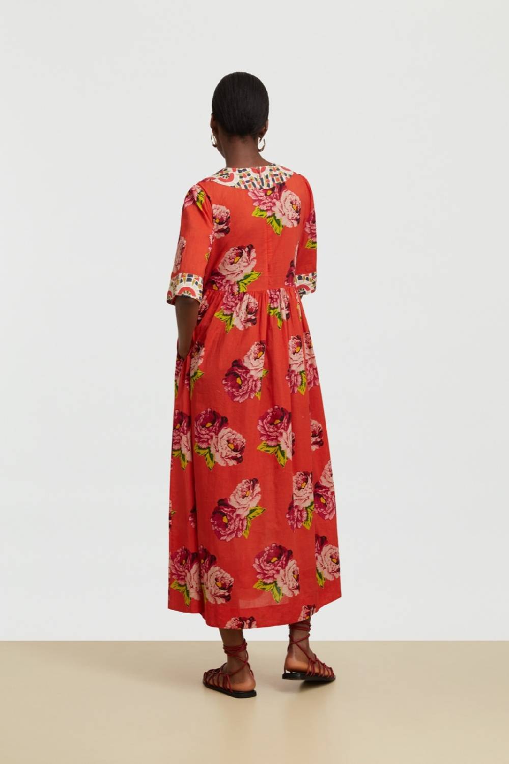 Lisa Corti Abito Gypsy Folk Rose Coral