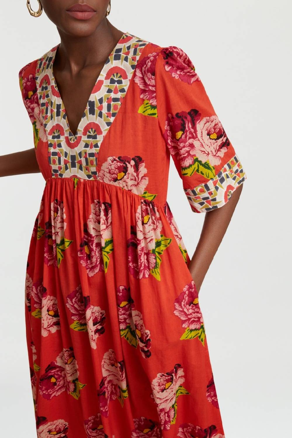 Lisa Corti Abito Gypsy Folk Rose Coral