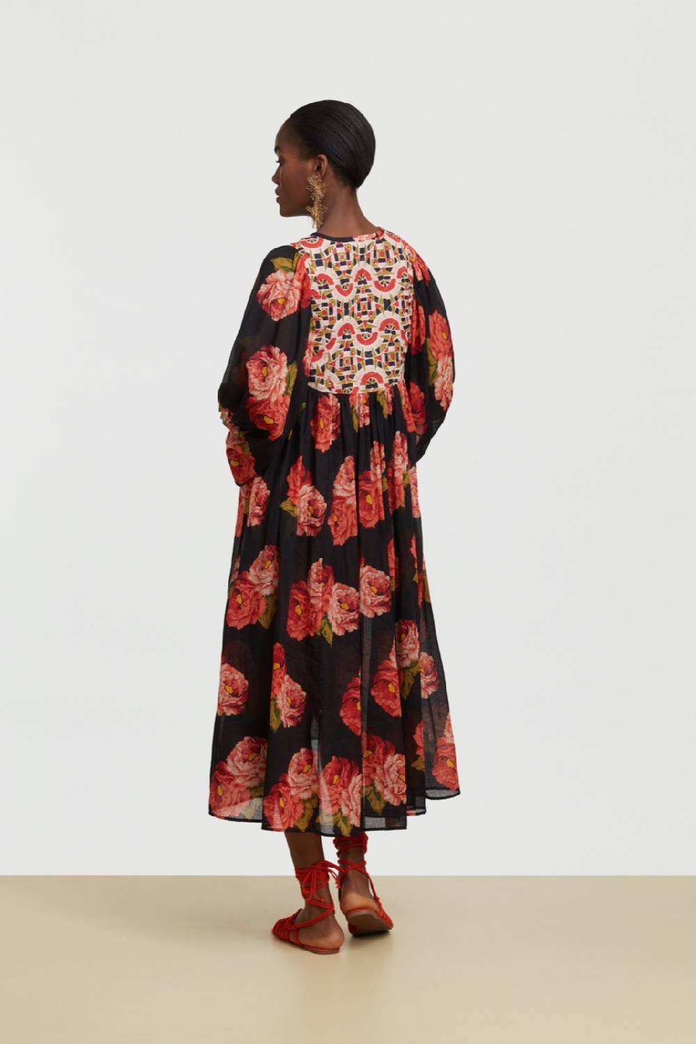 Lisa Corti Abito Ortensia Folk Rose Black