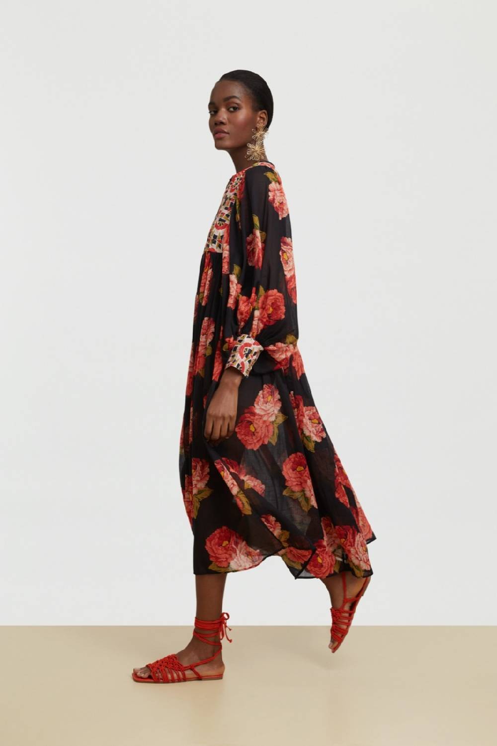 Lisa Corti Abito Ortensia Folk Rose Black